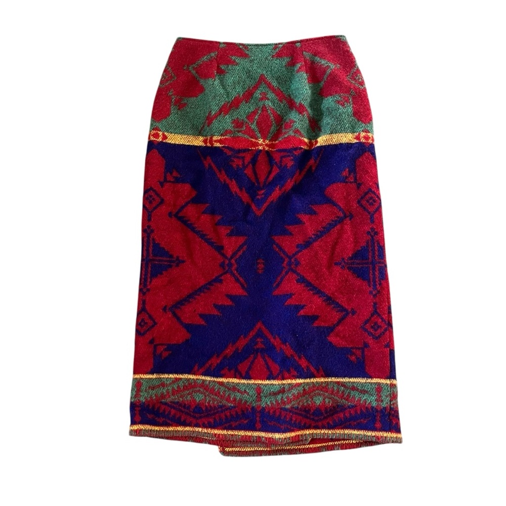 Vintage Ralph Lauren Country Wool Wrap Skirt - Southwestern - Navajo Print - Picture 2 of 16